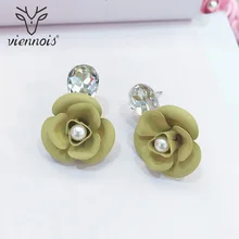 Viennois светильник зеленый/красный/синий/розовый цветной цветок серьги гвоздики для женщин искусственный жемчуг милые стразы серьги
