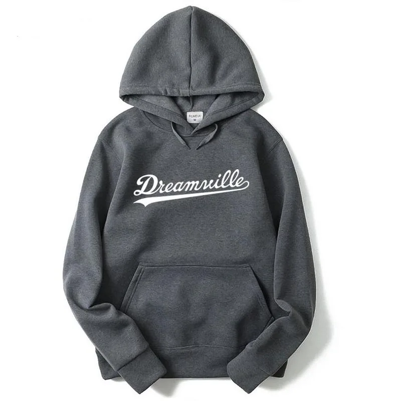  2017 New Dreamville Records Hoodies Sudaderas Hombre Men's Hooded Sweatshirt Black/gray Cotton Trac