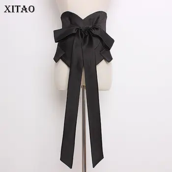 

[XITAO] Fashion New Women 2019 Summer Loose Solid Color Cummerbunds Female Bandage bow Casial Bow Cummerbunds WBB3080