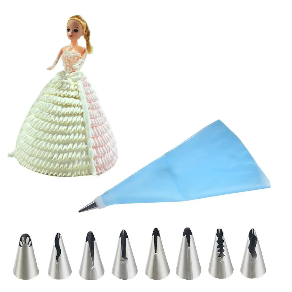 

10PC Sets Mounted Flower Skirt Side Butter Nozzles Eva Bag Baking Tools Cake Decorating Tools Cake Kitchen Cupcake Paper