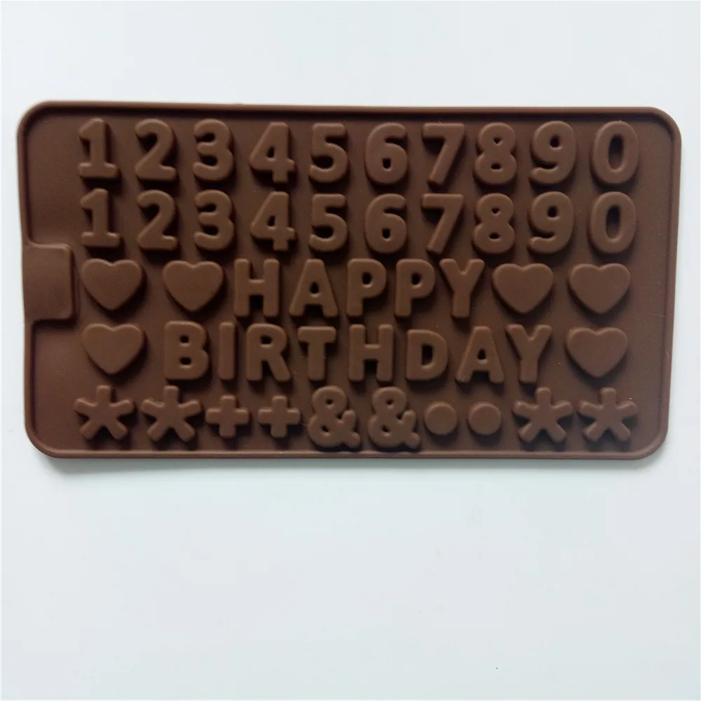 Happy Birthday Shaped Silicone Chocolate Mold Cheap Kitchen Bakeware Accessories Chocolate Mould