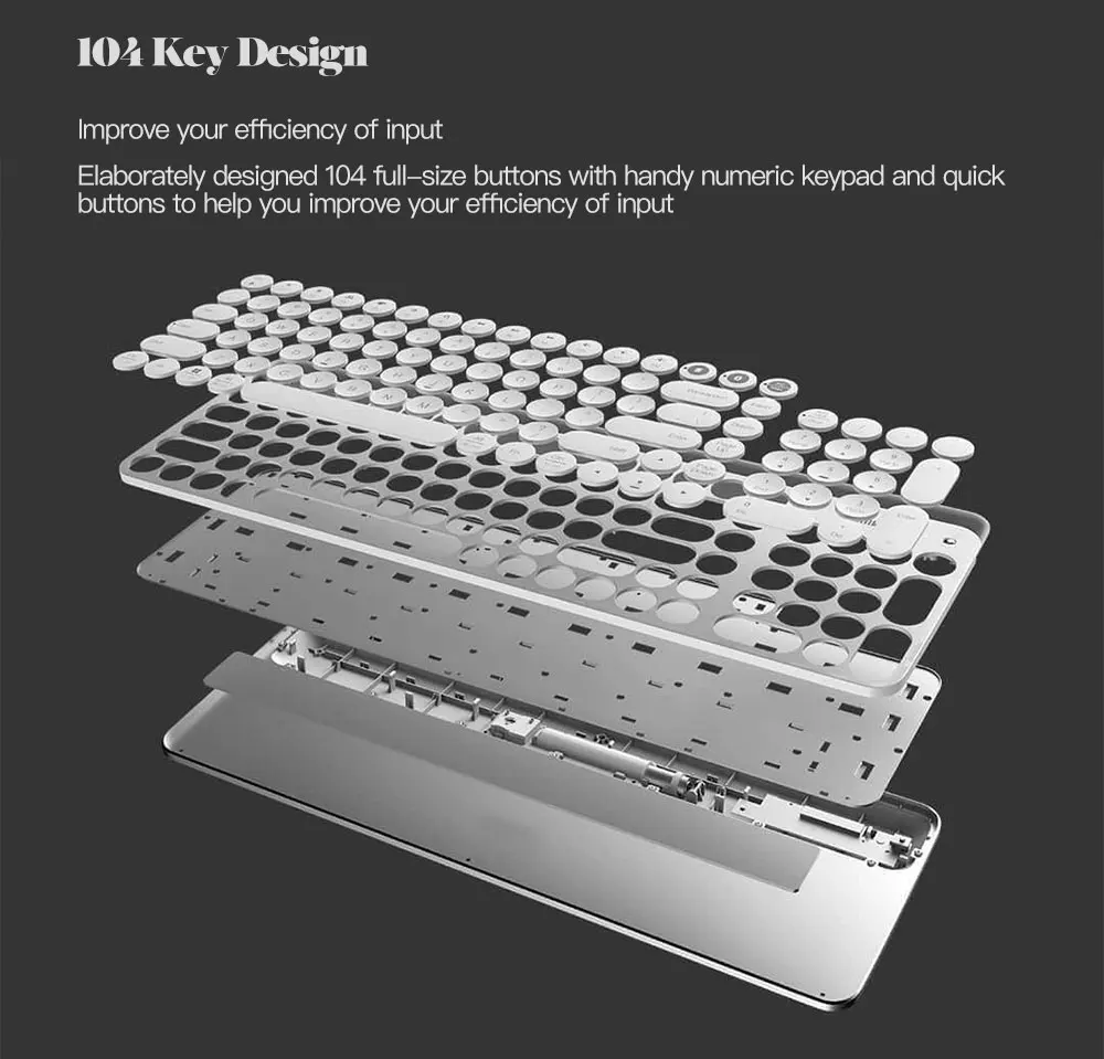 Original Xiaomi Miiiw Bluetooth Dual Mode Keyboard 104 Keys 2.4GHz Multi Compatible Wireless Portable for macbook Keyboard mini