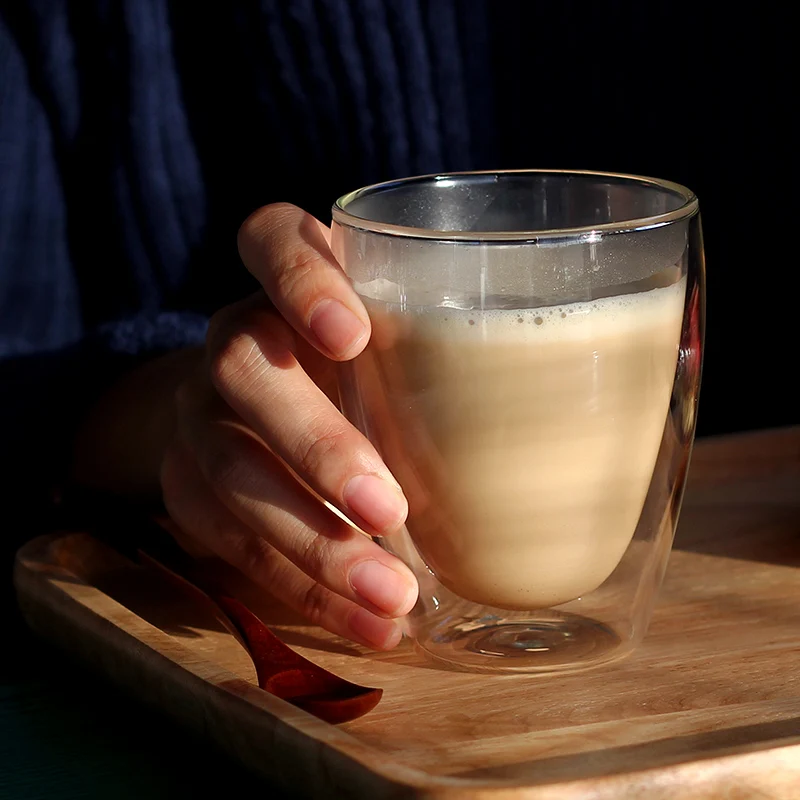 Tasse carrée en verre à café résistante à la chaleur, avec