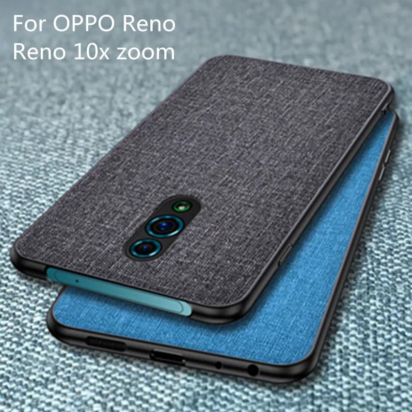 

For OPPO Reno 10x zoom Case 6.6 inch Luxury Fabric Cloth Full protection Hard PC Back Cover For OPPO Reno Z case 6.4 inch cover