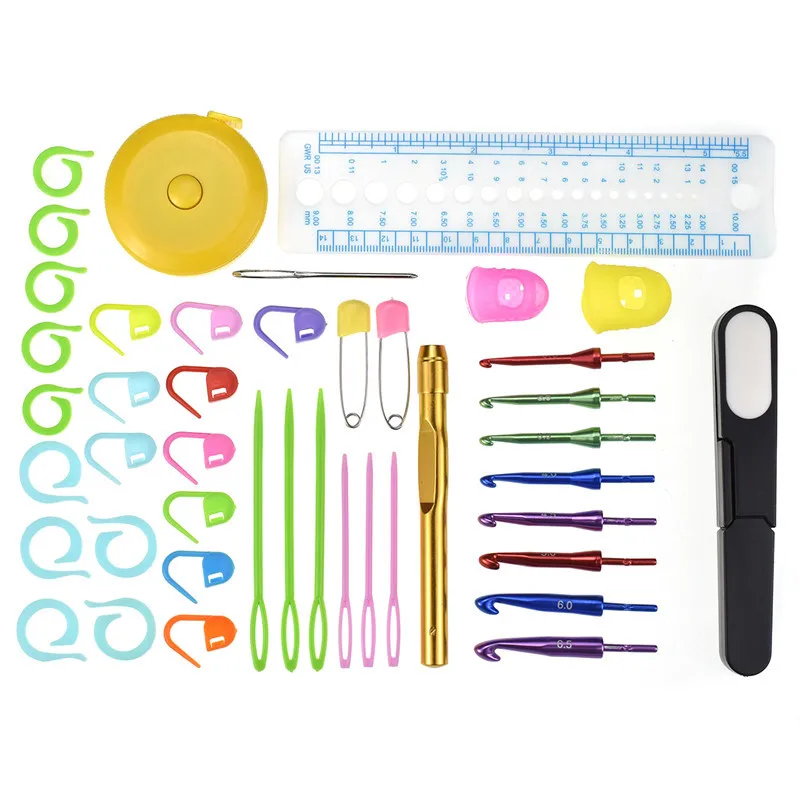 Looen Crochet Hook Sets 8 Size 3.0-6.5mm Interchangeable Hook Sweater Needle Sewing Needles Accessories Set With Waterproof Case (6)