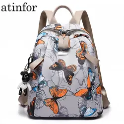 Atinfor Противоугонный водонепроницаемый рюкзак с принтом бабочки женский маленький школьный рюкзак для леди книжная сумка