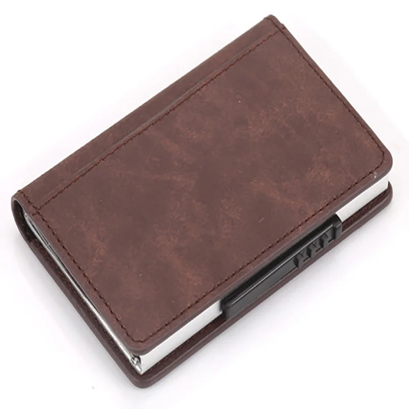 Itapkris Мужская мода кредитный держатель для карт высокое качество путешествия Алюминиевый RFID Бумажник защита из искусственной кожи визитница - Цвет: brown