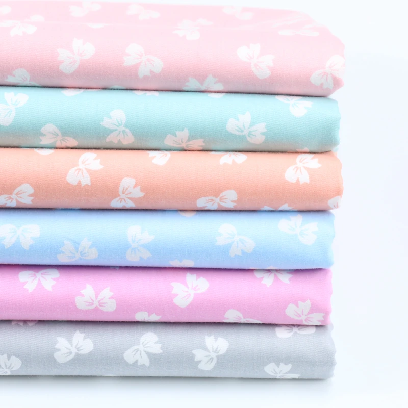 

160CM*50CM cotton cloth cartoon pink aqua green orange gray bowknot fabric for DIY kids crib bedding apparel handwork decor tela