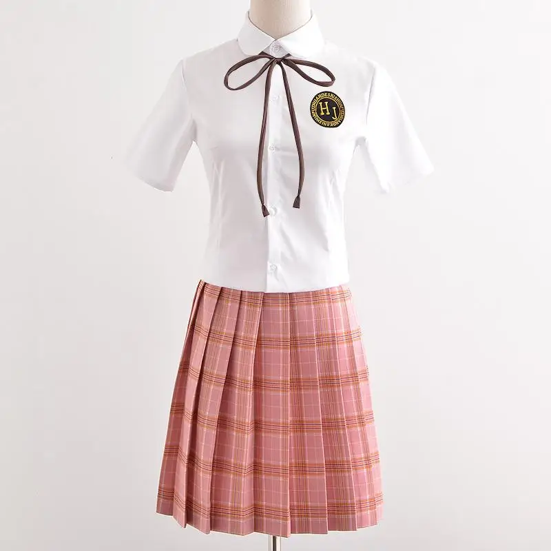 Японская школьная Мода для девочек Jk, школьная форма, клетчатая юбка, кардиган, свитер, круглый вырез, длинный рукав, рубашка, короткая юбка, костюм - Цвет: K