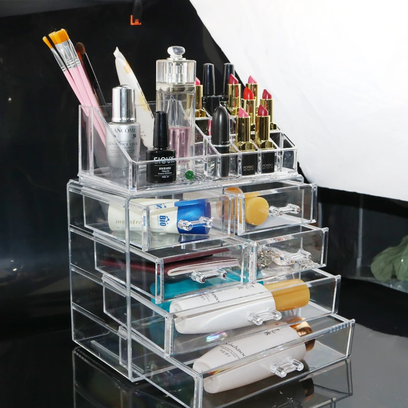 

New Clear Large Capacity Makeup Organizer Oversize Cosmetic Storage Box 6 Drawers Make Up Storage Box Jewelry storage case