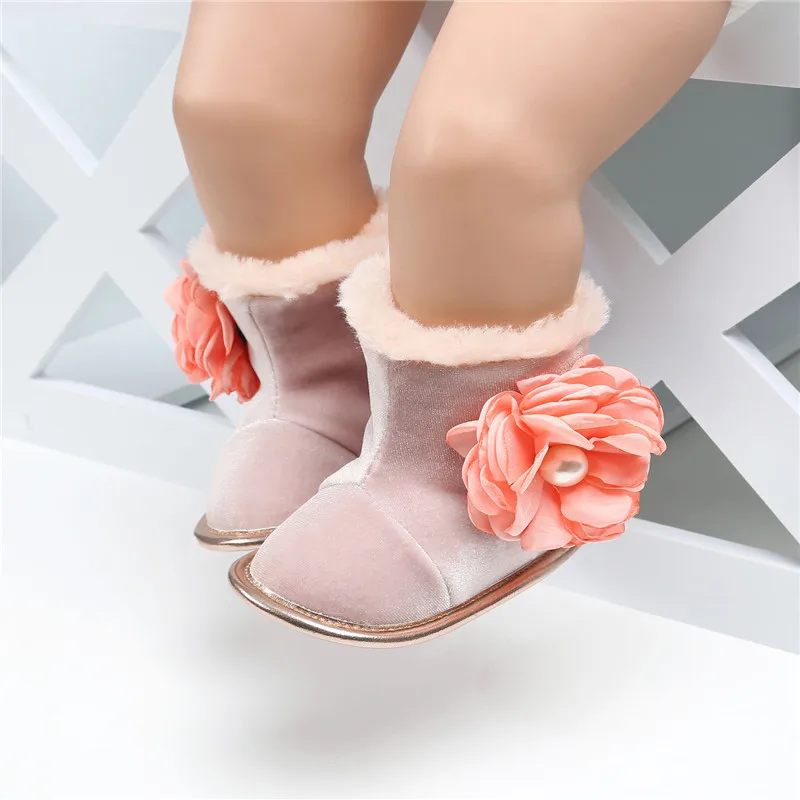 2019 г. осенне-зимняя обувь с цветочным рисунком для маленьких мальчиков и девочек Теплая обувь для младенцев Детские сапожки из