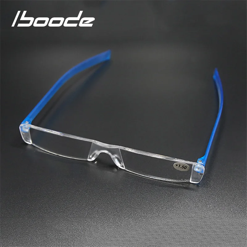 IBOODE Square Frameless Reading Glasses Women Men Rimless Presbyopic Eyeglasses Female Male Hyperopia Eyewear Spectacles