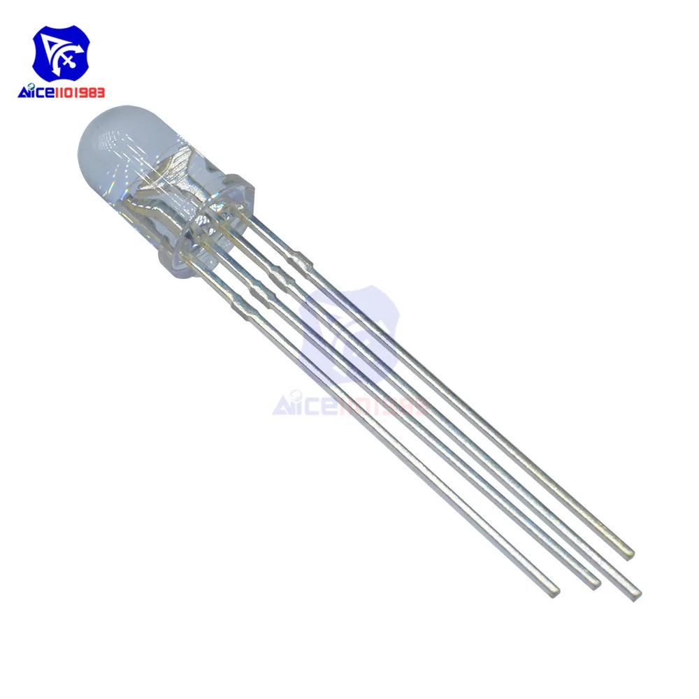 

20PCS/Lot 4 Pin RGB LED Diode Lights Red/Green/Blue Clear Round Common Cathode Lighting Bulb Electronics Components