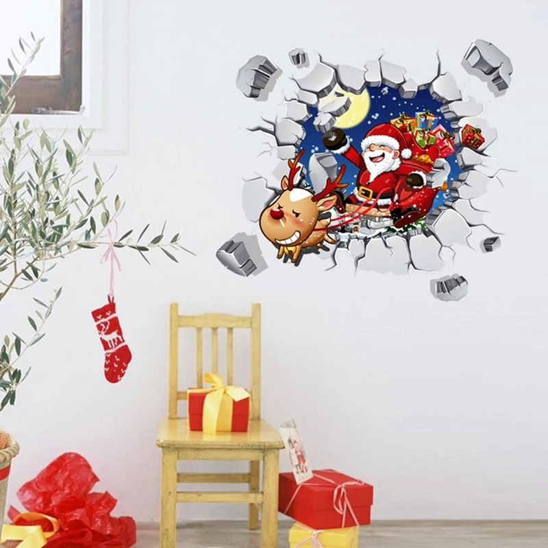 christmas wall sticker free shipping decorative removable living room wall decals 3d christmas wall decor - Christmas Wall Decor christmas wall sticker free shipping decorative removable living room wall decals 3d christmas wall decor - Christmas Wall Decor