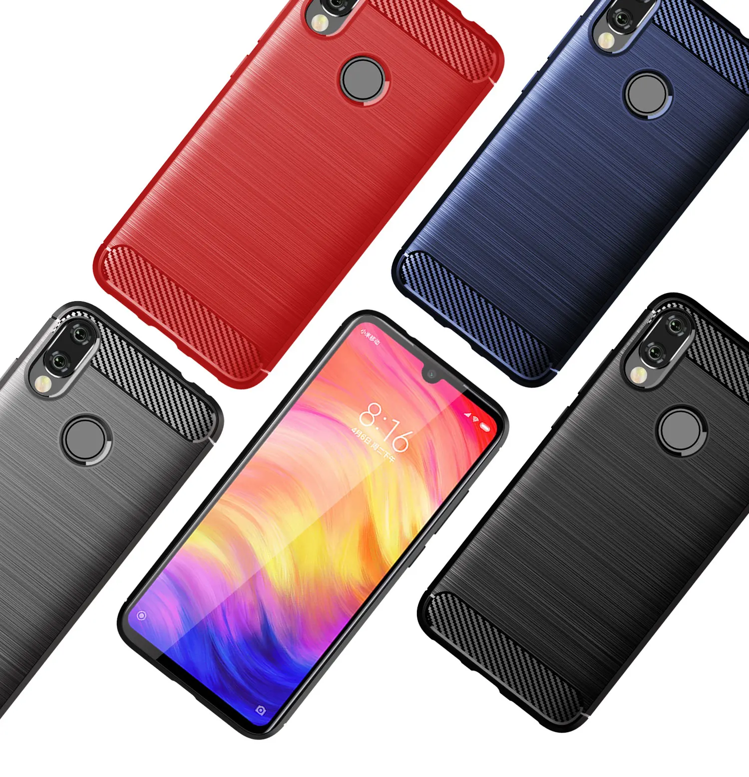 Carbon Fiber Case For Xiaomi Redmi Note 11 10 9 8 Pro 7 8T 11S 10S 9S 10T 4X 6 5 9T 9C 9A 9AT 10C Shockproof Silicone Cover Case