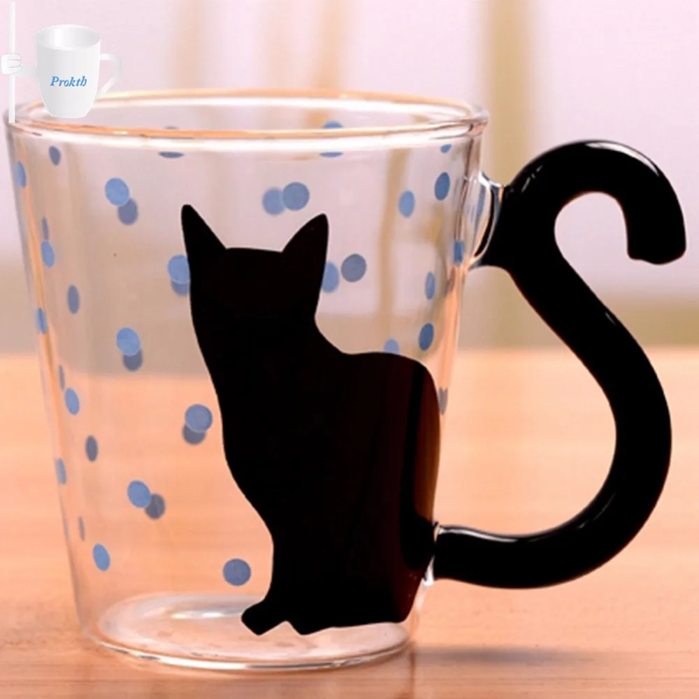 Cute Creative Cat Kitty Glass Mug Cup Tea Cup Milk Coffee Cup Music