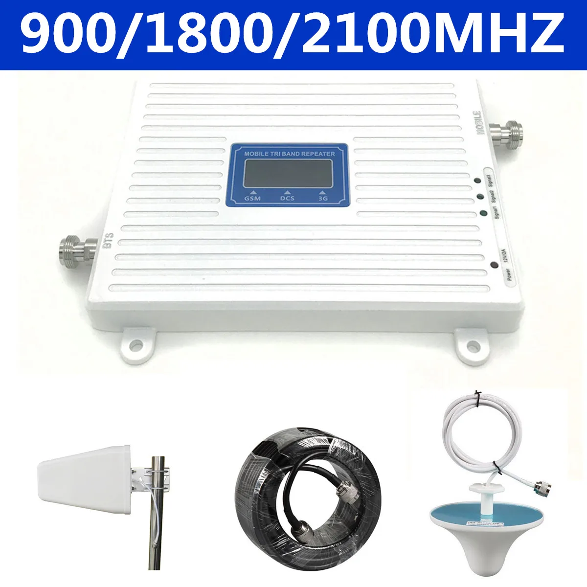

900MHz 1800MHz 2100MHZ 2G 3G 4G Mobile Triple Band Repeater Phone Signal Boosters with Antenna Cable