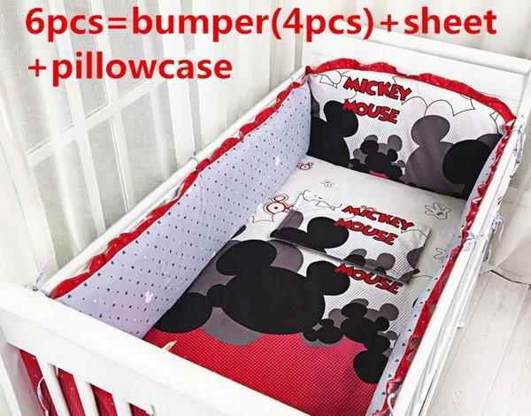 

Discount! 6pcs Cot Baby bedding Set Cot set cotton crib bedding Set,Baby Sheet ,include(bumper+sheet+pillowcase)