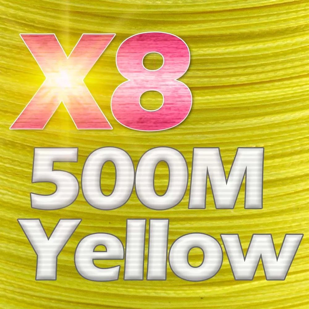 JOSBY, 300 м, 500 м, 1000 м, 8 нитей, ПЭ плетеная леска, многофиламентная, суперпрочная леска, многоцветная, морская, рыболовная леска - Цвет: X8-500M-Yellow