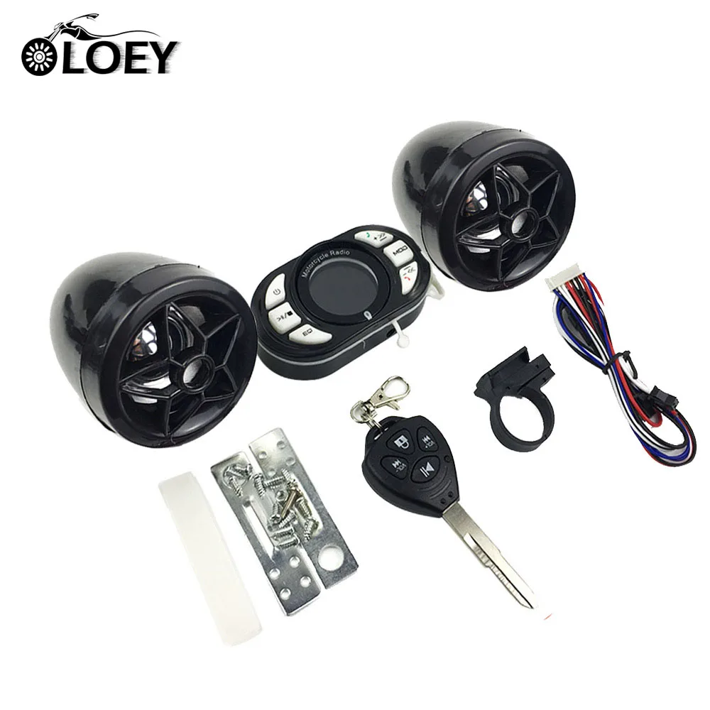 

Motorcycle Alarm System Scooter LCD Bluetooth MP3 Music Player Speakers FM Radio Audio Sound System With USB TF FM Player
