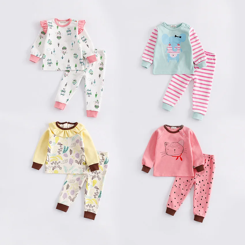 2017 New Baby Kids Sleeping Wear O Neck Pullover Character Print Long