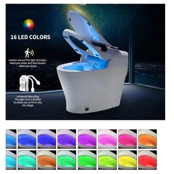

16 Color Smart PIR Motion Sensor Toilet Seat Night Light Waterproof Backlight For Toilet Bowl LED Luminaria Lamp WC Toilet Light