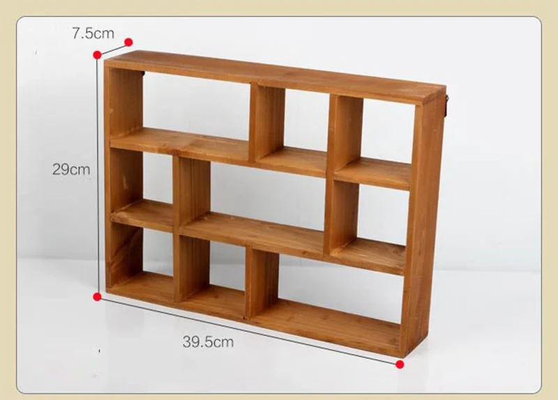 Eworld креативные деревянные настенные полки, винтажные Многослойные классические домашние декоративные маленькие украшения, настенный шкаф для хранения ключей - Цвет: 39.5x29x7.5cm