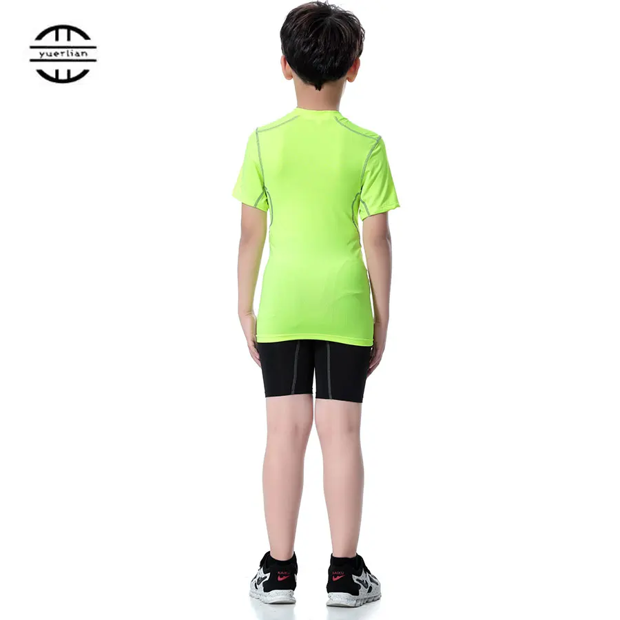 Yuerlian/детский компрессионный костюм, колготки для фитнеса, комплект для бега, спортивная одежда для тренажерного зала, короткая футболка, шорты, детский спортивный костюм, спортивный костюм