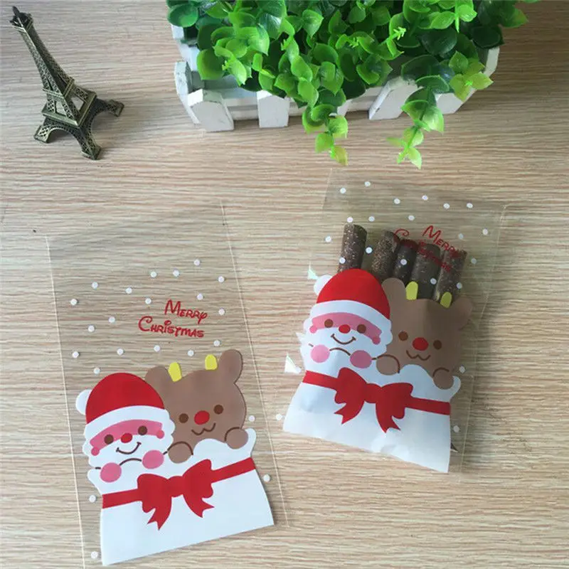 100Pcs Sweet Candy Biscuit Party Favour Gift Bag Christmas Cellophane Cookie Bag