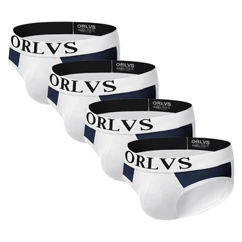 

ORLVS Brand 4Pcs/lot Men Underwear Cotton Sexy Men Briefs Breathable Cueca Male Panties Mens Underpants Brief Plus size M-XXL
