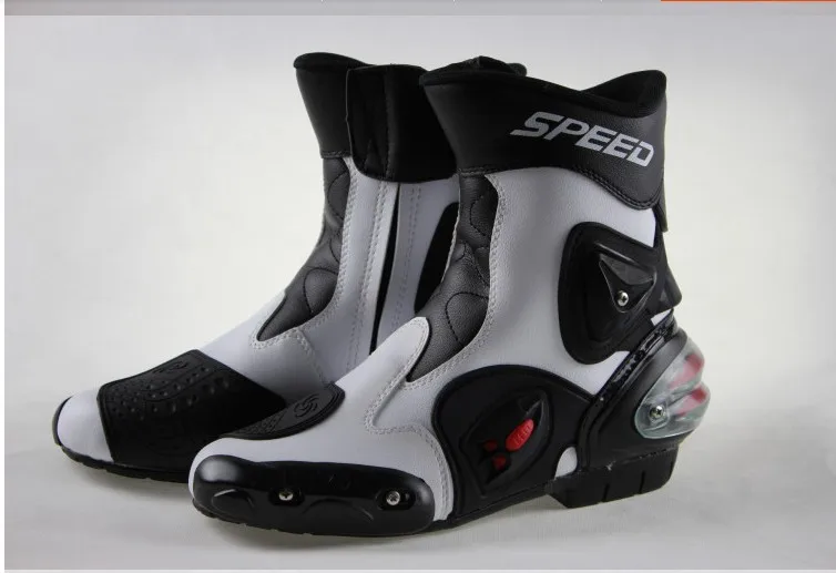 Аутентичные PRO A004 ботинки для гонок на мотоцикле обувь сапоги Скоба белого цвета красные/черные - Цвет: Белый