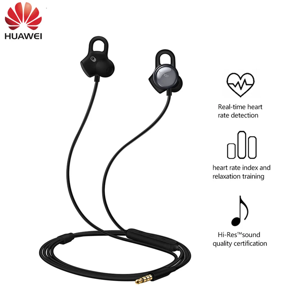 

Original Huawei Honor AM16 Earphone 3.5mm With mic APP Real-time Heart Rate Detection Heart Index Relax training Sport Earphones