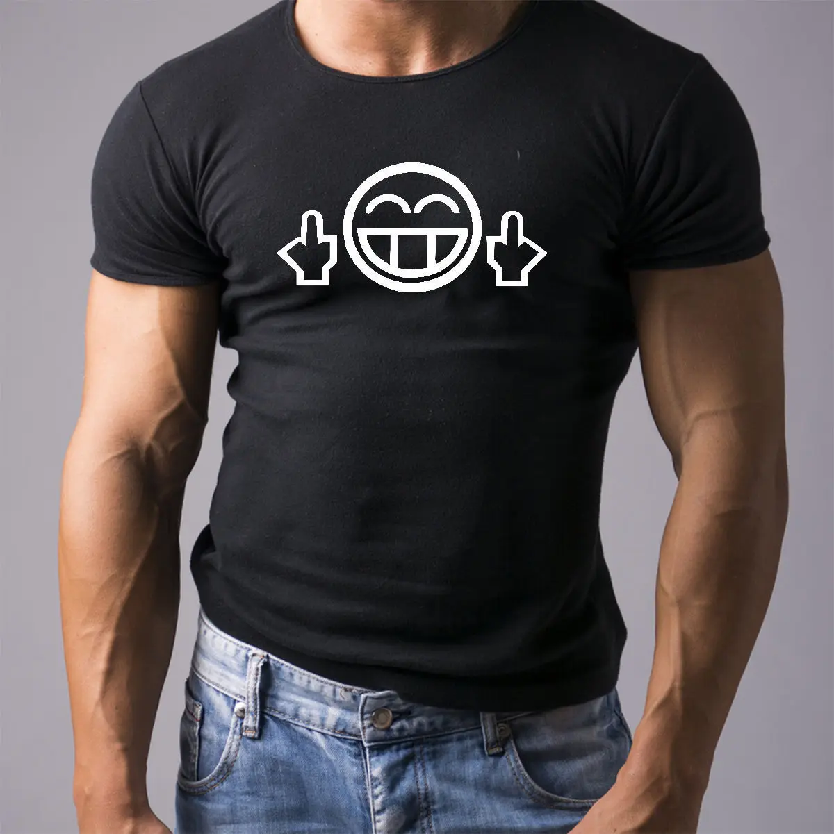 LUSTIGES GESICHT SMILE JDM bedreckt HERREN Футболка Топ бойфренд KLEIDUNG Мужская 100% хлопковая футболка