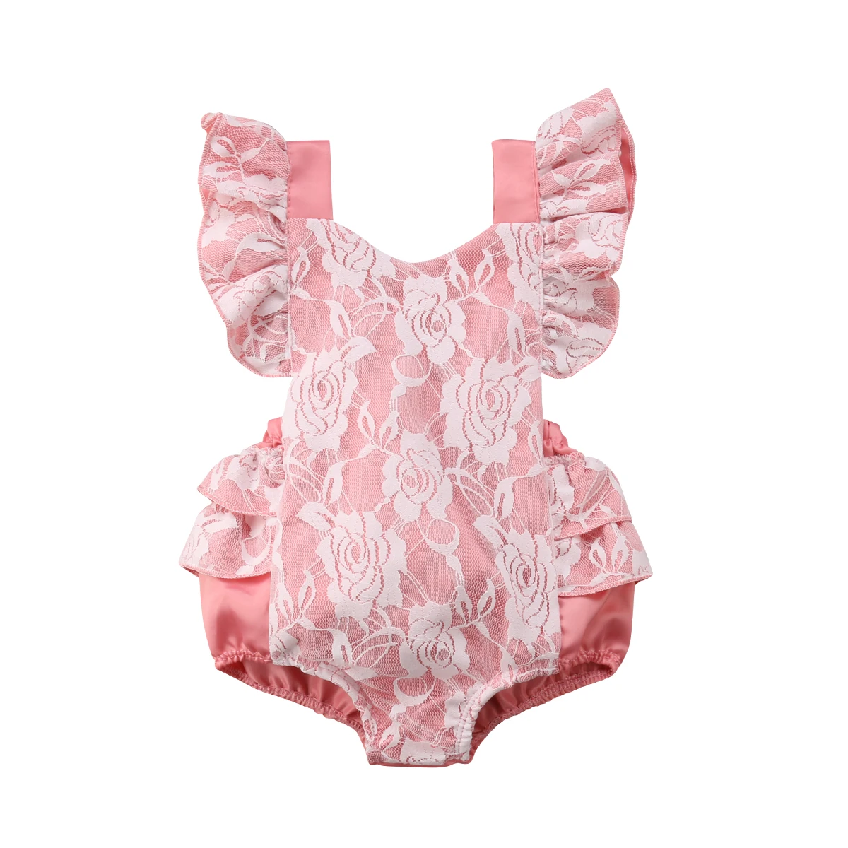 Newborn Baby Girls Lace Bodysuit Summer Infant Sleeveless Jumpsuit