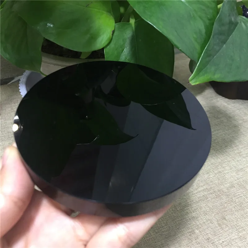 

Fengshui plate natural stones and minerals black obsidian disk for home decoration wholesale
