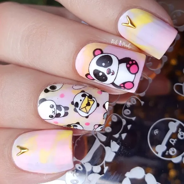1 шт BORN PRETTY Cute Panda Дизайн ногтей шаблон штамповочных плит прямоугольная маникюрная пластина с изображениями для нейл-арта BPX-L015