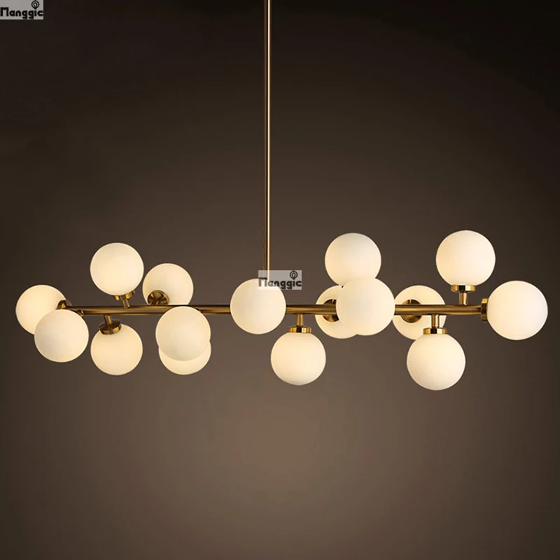 

Creative gold dining room chandelier modern glass hanging lamp light fixture suspension luminaire G4X16 LED AC 90-260V