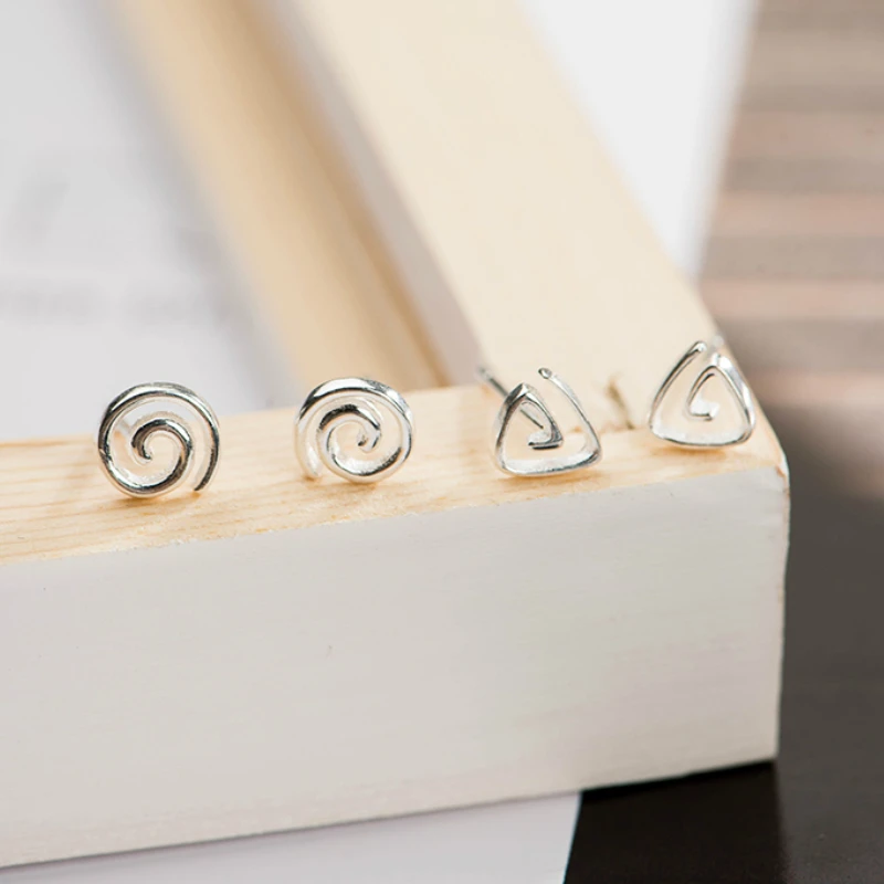 

Silver Circle Triangle Stud Earring 925 Small Geometry Earrings for Women Kids Girls Fashion Jewelry Gifts