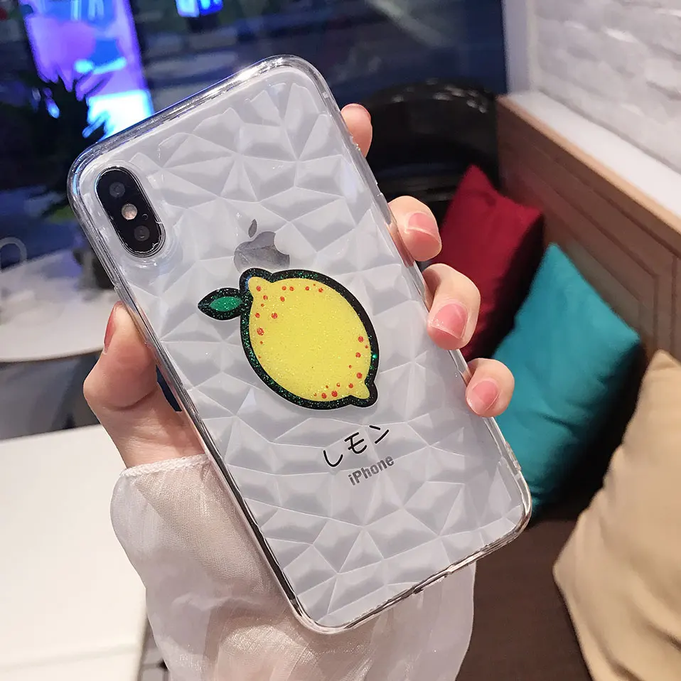 Coque Геометрическая алмаз назад случаи для iPhone 6 6S Fundas X 7 прозрачный силиконовый