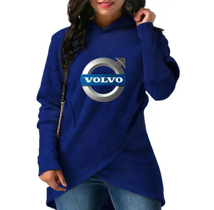 Модная женская толстовка с капюшоном volvo hoodie asymmetric casual loose pullover hoodie shirt streetwear