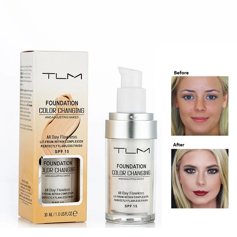 30ml TLM Flawless Color Changing Foundation Liquid Base Makeup Change To Your Skin Tone By Just