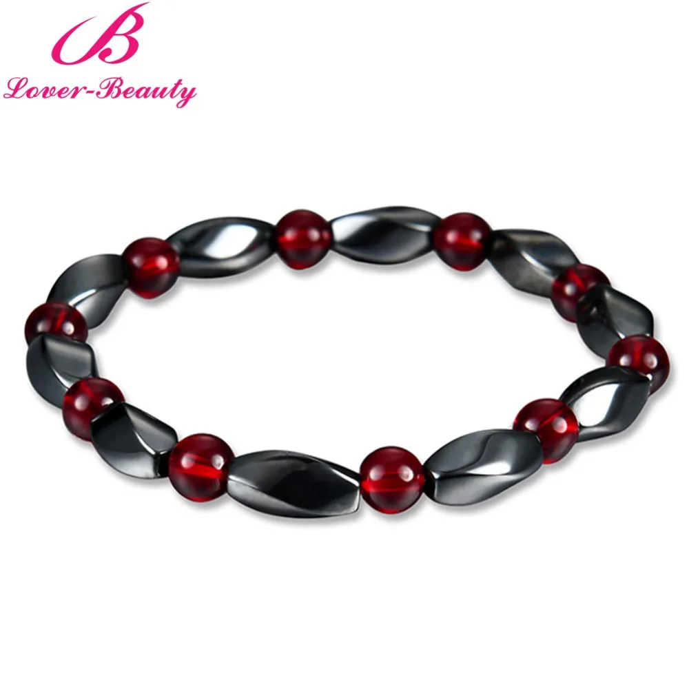 Lover font b Beauty b font Weight Loss Round Black Stone Magnet Bracelet Luxury Magnetic Therapy