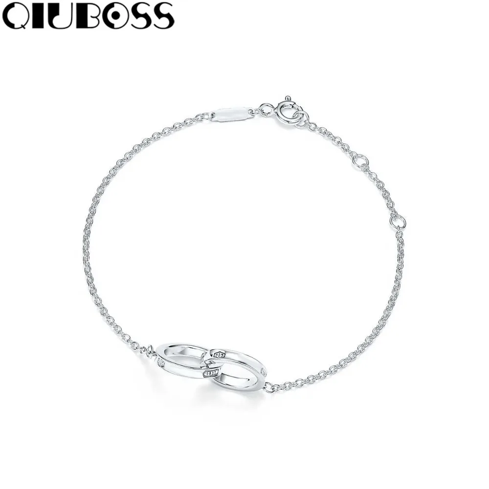 

QIUBOSS S925 TiffanySilver 1837 Series 925 sterling silver clasp bracelet Valentine's Day gift Woman Exclusive Fashion Design