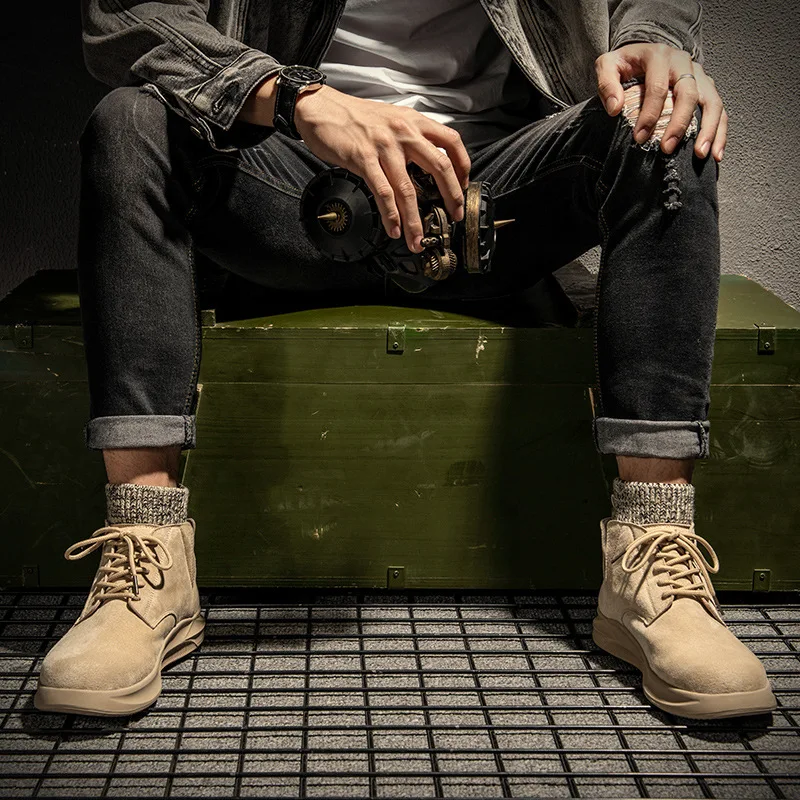 

Martin boots, men's winter casual high-rise boots, Korean version fashion, men's cotton shoes, socks, snowshoes