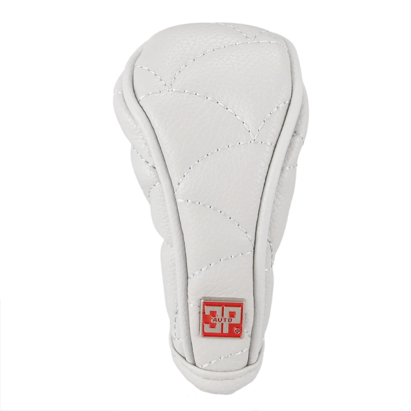 

Car Universal Synthetic Leather Slip-Resistant Manual Lever Knob Cover Handle Cover Protector White Zipper Closure