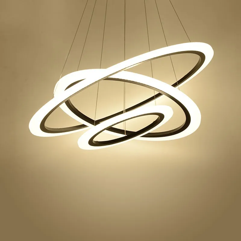  Modern LED Pendant Lights For Living Room With Remote Control Black Circle Home Bedroom Fixtures Su - 33058118083