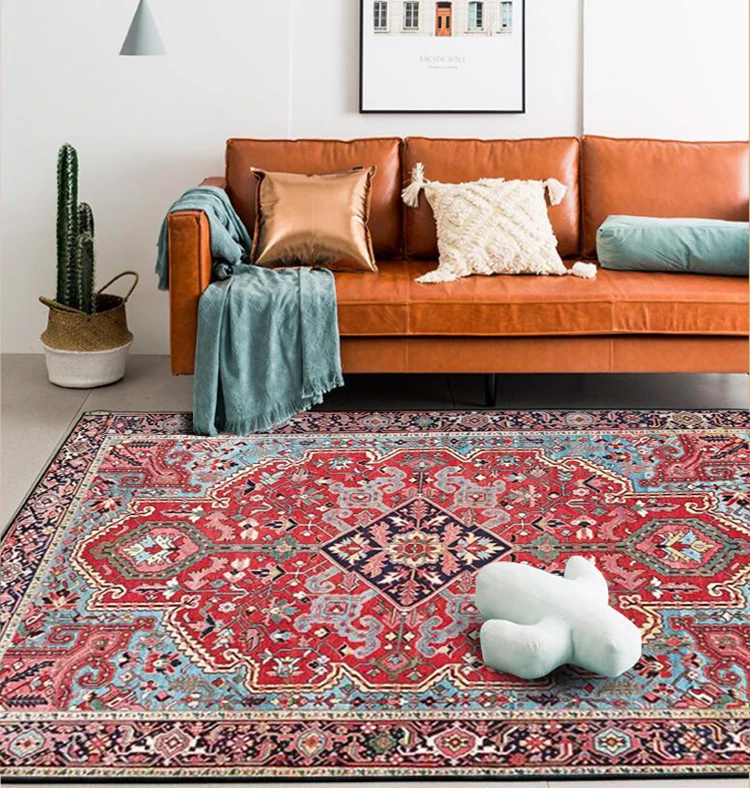Персидский этнический ретро-ковер, Европейский красный коврик для входа в спальню, гостиная, ковер для гостиной, нескользящий прикроватный диван, мягкий коврик