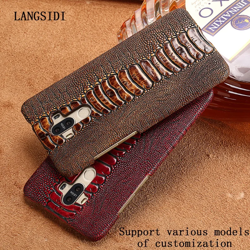 

LANGSIDI Case For LG V30 case Genuine Leather Back Cover Luxury Ostrich Foot Skin Texture Top Layer Cowhide Cover
