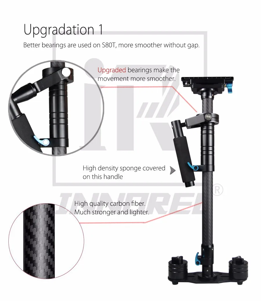 YELANGU S80T Профессиональный Ручной Стабилизатор из углеродного волокна для камеры DSLR видео 58-80 см высота 1,82 кг вес CNC Tech