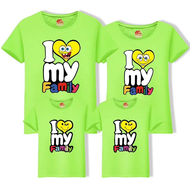 Футболки с надписью I LOVE MY FAMILY для папы матери и дочери размеры XXL 5XL|Сочетающаяся